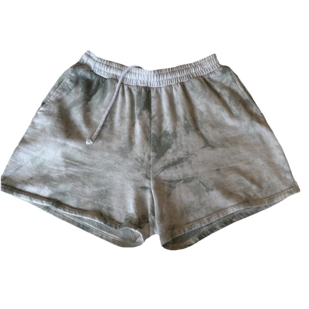 Aero Tie‎ Dye Shorts Green White Elastic Waist Gymcore Workout M